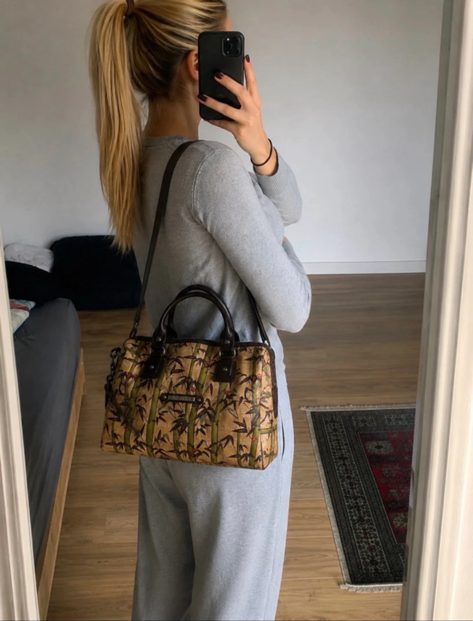 Sac à main Lancaster motif bambou vintage avec bandoulière – photo 2